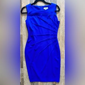 Beautiful Calvin Klein Dress Sideburst Jewel Neck Sleeveless Ruched Pencil Dress